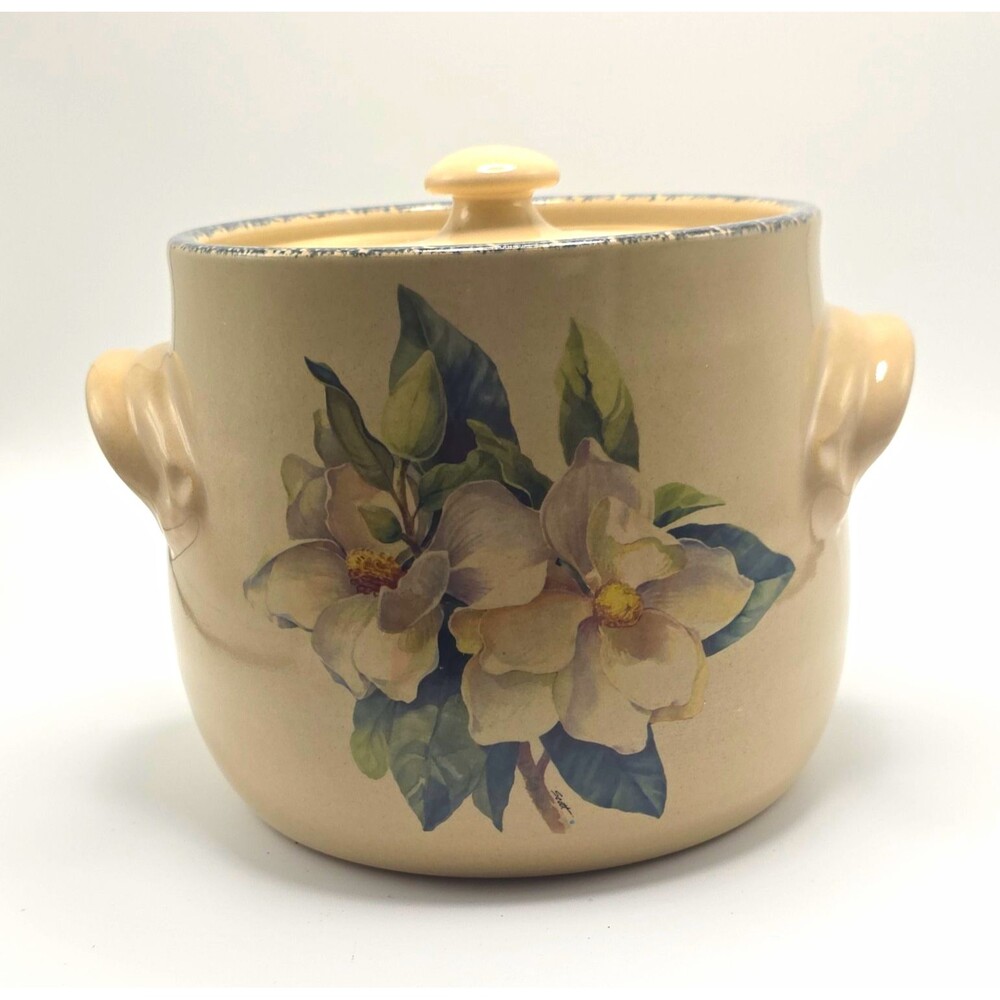 Vintage Home & Garden Party Ltd Ceramic Floral Cookie Jar, 2 qt 6.5in Beige